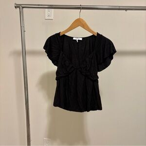 Frame Black Flutter Sleeve Blouse
